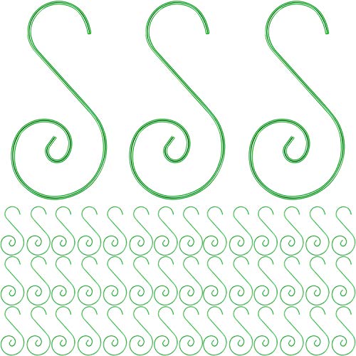 200 Pieces Christmas Ornaments Hooks Xmas Tree Ornaments Hangers Christmas S Hooks with Zipper Bag for Christmas Hanging Decoration, 2 Inch?Green?