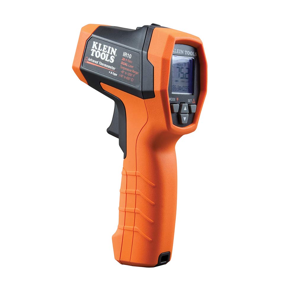 Klein Tools IR10 | Termómetro infrarrojo doble láser 20:1 | Mide de -40 a 650 °C con sonda K-Type incluida