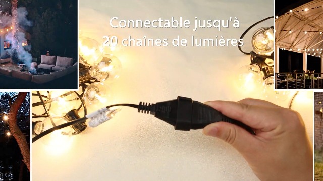 Guirlande Lumineuse Extérieure Segotendy 15 M - 27 LED G40 Blanc Chaud - Étanche IP65, Connectable Pour Jardin, Mariage, Terrasse