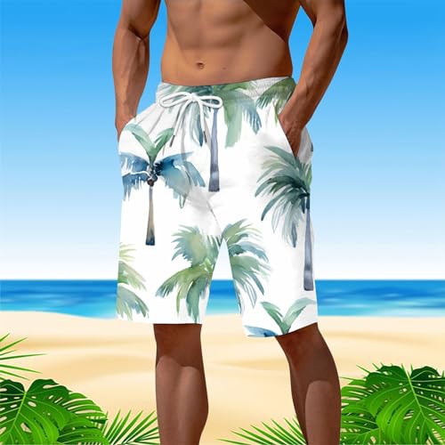 Fxbar Men's 9" Hawaiian Print Swim Trunks Quick Dry Beach Shorts with Drawstring Pocket for Vacation2