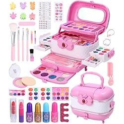 Maletin Maquillaje Pop Kit de Maquillaje para Niño 62 Pcs Maletin Maquillaje Niñas,Regalo de Cumpleaños de Navidad de Halloween Regalos Niña 4 5 6 7 8 Años