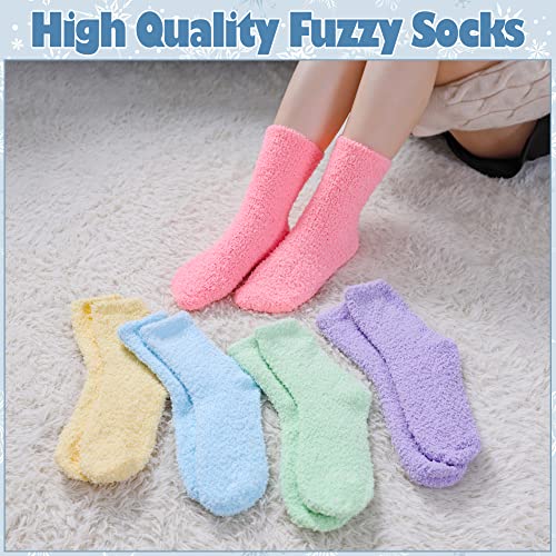 Image of LANLEO 5 /6 Pairs Womens Super Soft Fuzzy Plush Warm Winter Home Sleeping Slipper Socks