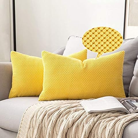 MIULEE Fundas Cojines de Pana 2 Piezas 30x50cm Amarillo Limón Cover