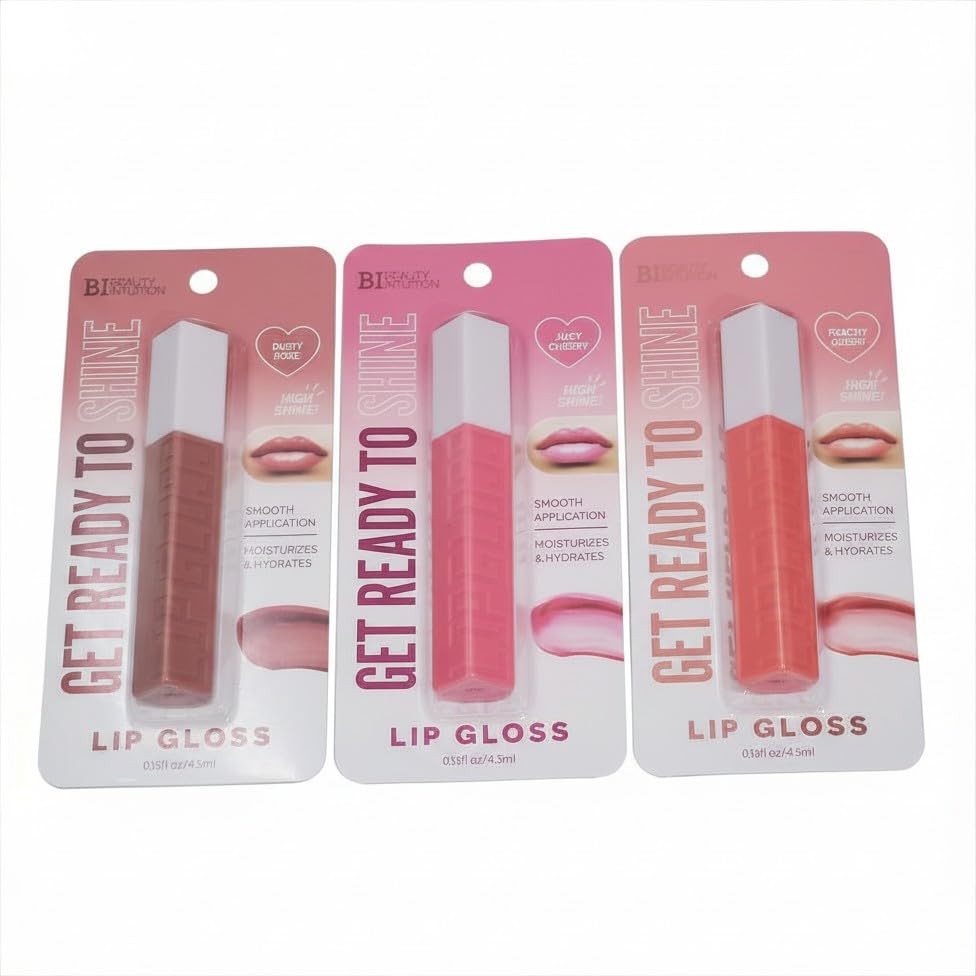 Beauty Intuition Get Ready to Shine Lip Gloss, High Shine, Moisturizes & Hydrates, Smooth 3 colors
