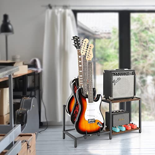 Bikoney Guitar Stand For 3 Electric Or Bass Guitars, Electric Guitar Rack Floor For Multiple Guitars And Guitar Accessories, Adjustable Guitar Holder, Guitar Display For Music Studio Home Collection With Guitar Amp Stand #TOP6