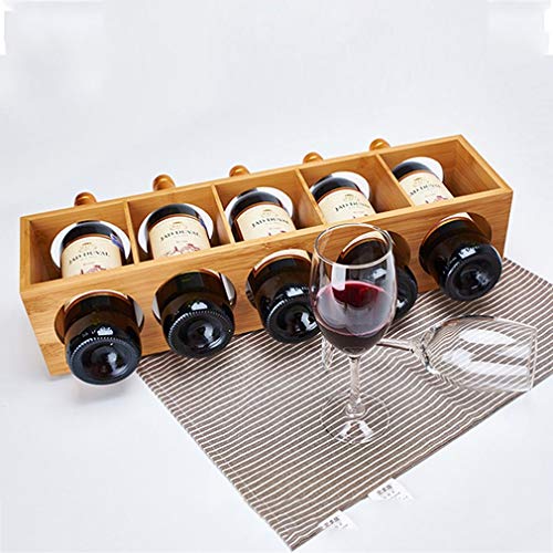 Soporte para 5 botellas de vino de bambú minimalista miniatura 4