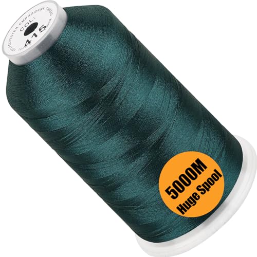 Image of New brothread - Single Huge Spool 5000M Each Polyester Embroidery Machine Thread 40WT for Commercial and Domestic Machines - Peacock Blue