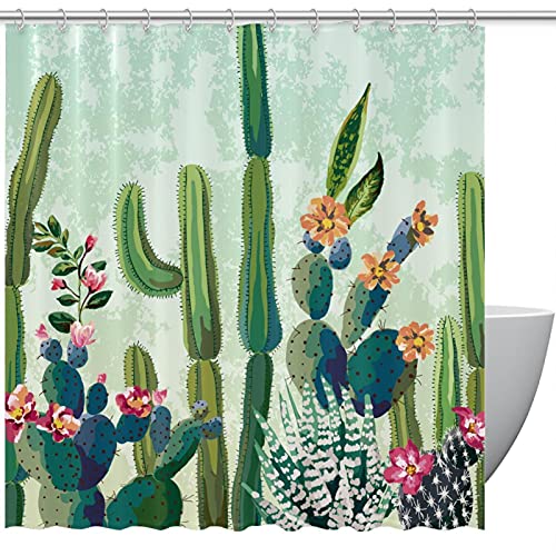 Rideau de douche imperméable cactus vert pour éviter les éclaboussures - 2