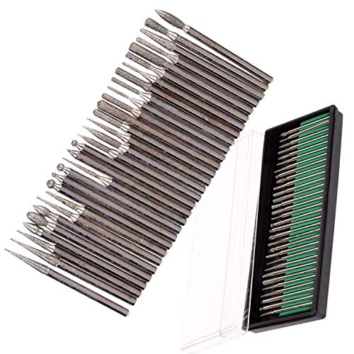 Image of DIY Crafts 30 Pieces Rotary Tool Bits - Diamond Tipped Deburring and Engraving Set - For a Range of Surfaces in a Variety of Sizes (Shape No # 7, Diamond Burr)