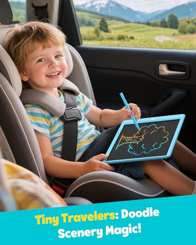 Image of TEKFUN LCD Doodle Board 8.5in Drawing Pad for Kids, Writing Tablet Magic Drawing Board, Mess Free Coloring Scibble Board Car Trip Kids Toys, Easter Gifts for 3 4 5 6 7 Year Old Boys Girls (Blue)