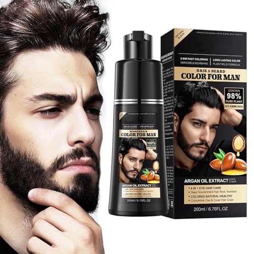 Hair Dye Shampoo 4 en 1 Cubre Canas, 250ML Black Hair Dye Shampoo 4 en 1,Champú para teñir el cabello negro, para tinte de pelo natural y duradero para hombres y mujeres (250ml)