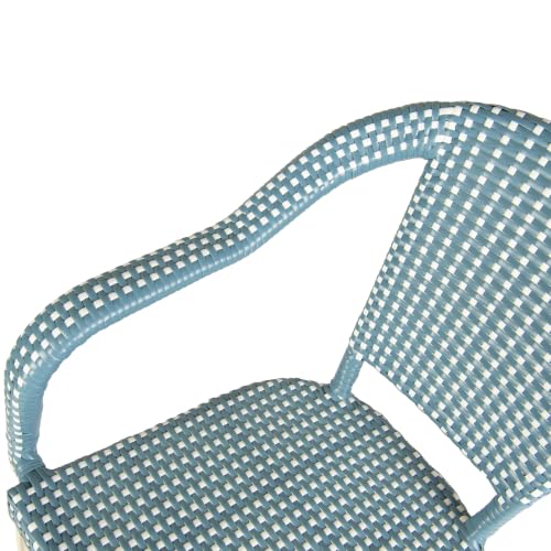 Image of PURPLE LEAF French Rattan Bistro Chairs Set of 2, White Finish, Light Blue