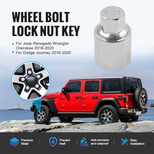 Image of Rbanna1 1pc Metal Locking Scoket Adaptor Wheel Nut Screw Lug Removal Key Tool 801 Sliver For Dodge Journey 2016-2020 Car
