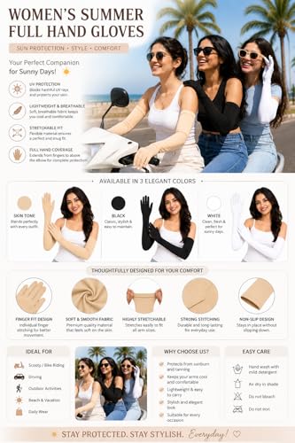 Image of Khillayox Cotton Sun Protection Printed Full Hand Long gloves for Women| UV Protection Sleeves Perfect for Cycling, Driving, Running, Football & Outdoor Activities- Pair of 1