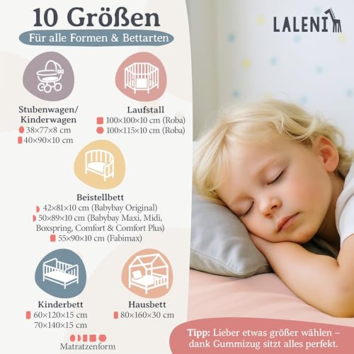 Laleni Bettlaken für Kinderbett, weiche Baumwolle, 135 g/m², 100 x 115 cm, Rosa
