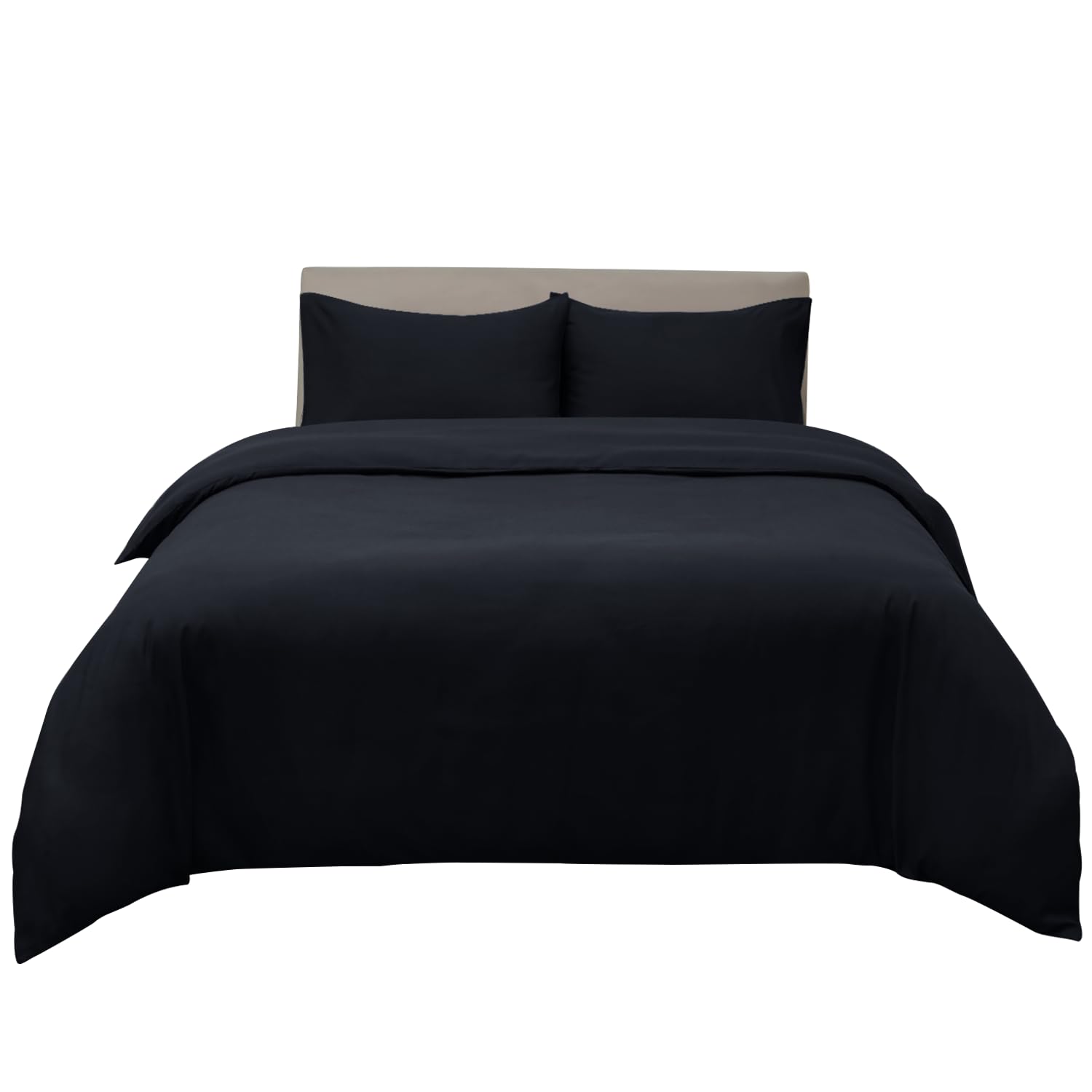 Hafaa Dyed Duvet Cover Brushed Microfiber Quilt Cover with Button Closure Luxury Bedding Black Duvet Cover with 1 Pillowcase Single Duvet Set (135cm x 200cm)