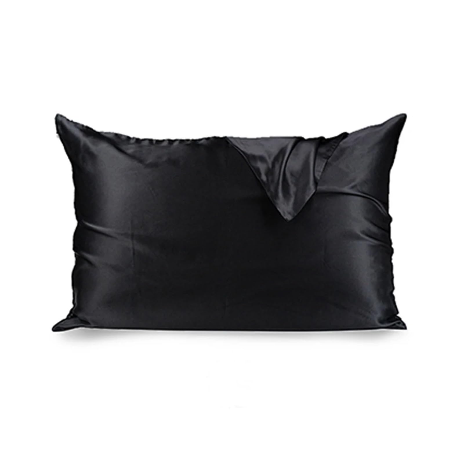Silk Pillowcase Pure Natural Mulberry Silk Pillowcase With Hidden Zipper 19 Momme(Black,Japan 50x70cm)