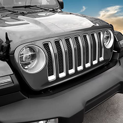 Image of CheroCar for JL Mesh Grille Grill Insert & Headlight Turn Light Cover Trim Exterior Accessories for Jeep Wrangler JL JLU 2018-2026 & Gladiator JT 2020-2026