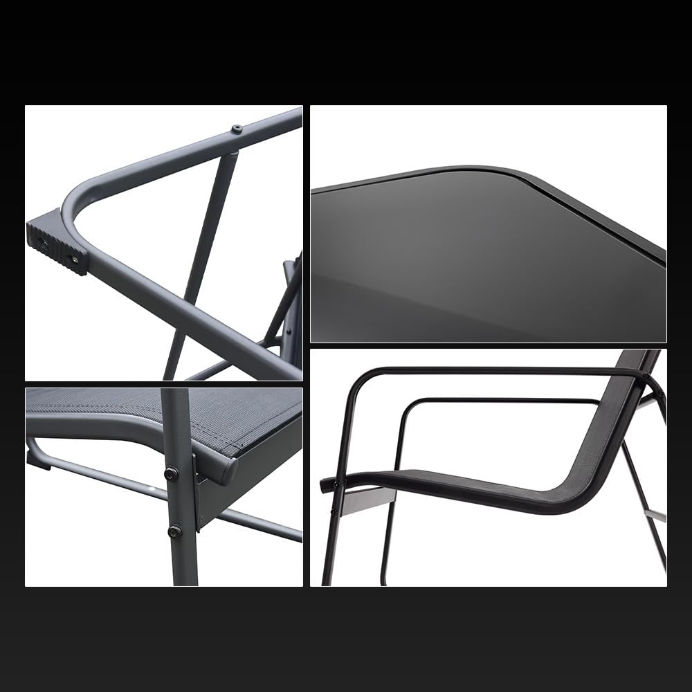 Mediawave Store - Set Giardino Zanzibar NERO 4 Pezzi: Salotto Completo da Esterno con Divano, 2 Poltrone e Tavolino da Caffè, Ideale per Terrazzo, Balcone e Veranda
