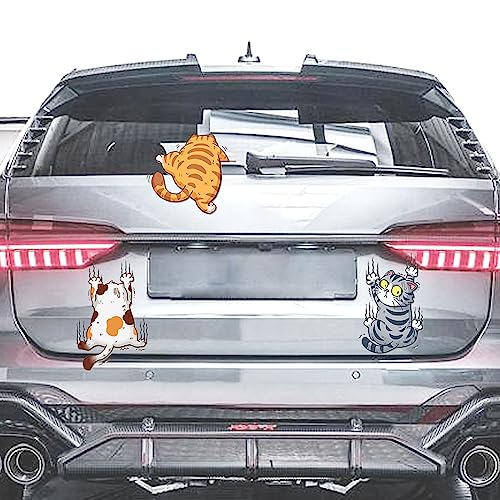 Image of (Large) 2 Set 8 Pcs Scratch Cat Decals for Cars，Cute Cat Car Stickers and Decals，Cat Bumper Stickers Funny，Window Decals for Vehicles，Auto Decals Stickers