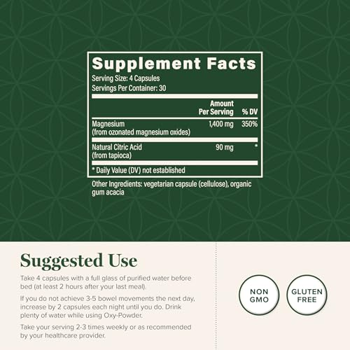global healing center oxy-powder oxygen based safe and natural colon cleanser and relief from occasional constipation 120 capsulespackaging may vary