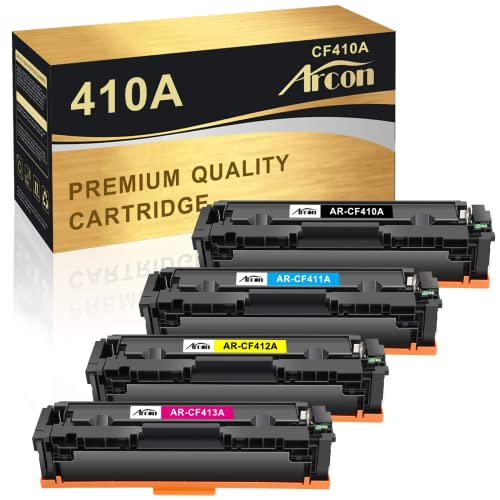 Arcon Compatible Toner Cartridge Replacement for HP 410A CF410A 410X used for HP Color Laserjet Pro MFP M477fnw M477fdw M477fdn M452dn M452dw M452nw Printer 410A 410X Toner (Black Cyan Yellow Magenta)
