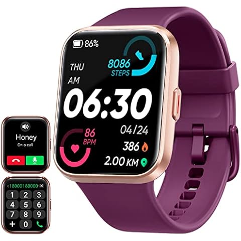 Smartwatch damen mit Telefonfunktion, 1,69" schrittzähler uhr damen mit großem Farbdisplay, Alexa eingebaute, Pulsmesser, Schlafmonitor, Schrittzähler, Aktivitätstracker kompatibel mit Android/IOS Cover