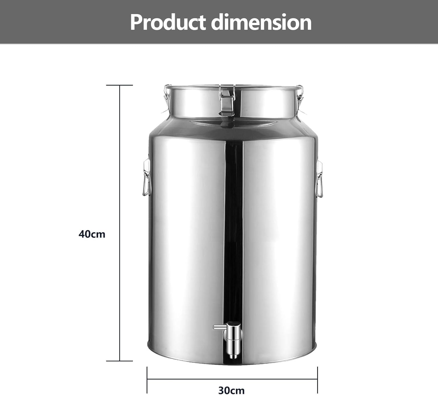 AIZYR 201Stainless Steel Sealed Barrel Milk Barrel with Spigot, Milk Bucket Thickened Oil Drum, Wine Barrel with Handle, Convenient for Transport,28L
