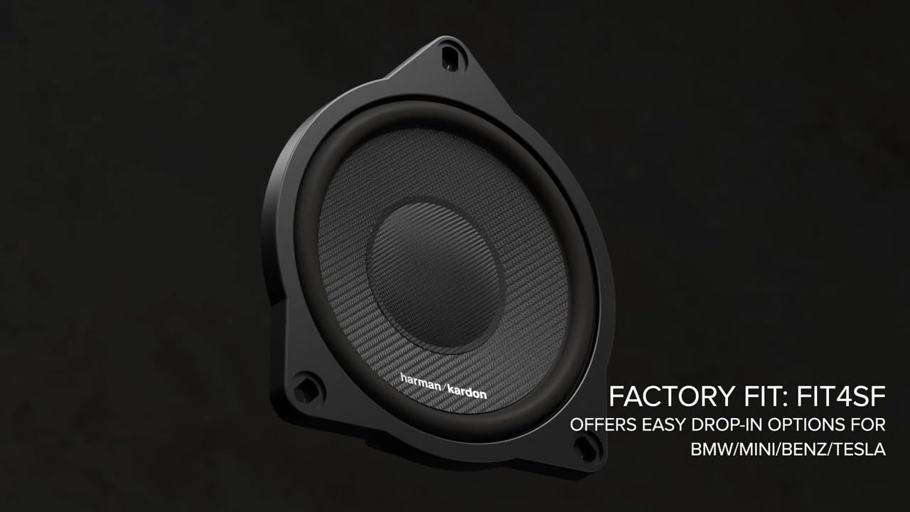 Harman Kardon FIT4SF Haut-Parleur Médium 100mm (4"), Système Audio de Voiture Haute Résolution, 45W RMS, avec Nœuds de Verrouillage Mercedes-Benz pour Une Intégration OEM et Un Son Haute Fidélité.