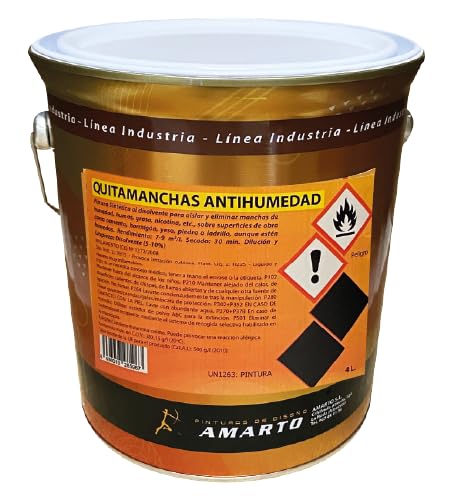 Pintura quitamanchas antihumedad.Pintura sintética al disolvente para aislar y eliminar manchas de humedad, humos, grasa, nicotina (4L)
