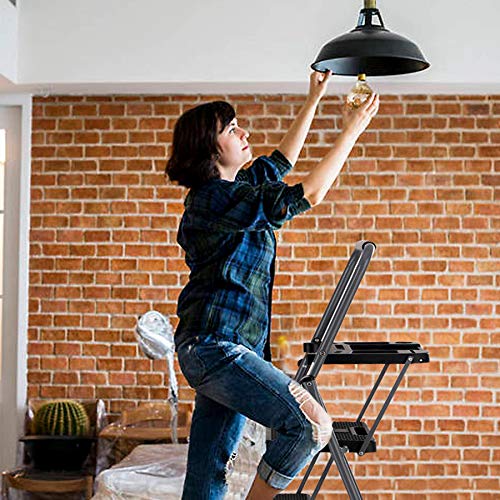 CharaVector 4 Step Ladder, Lightweight Folding Step Stool with Tool Platform and Convenient Handgrip, Sturdy Wide Pedal for 330 lbs Capacity