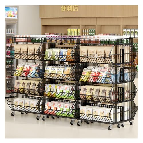 Étagères de supermarché présentoir de vente au détail noir à roulettes 120 cm