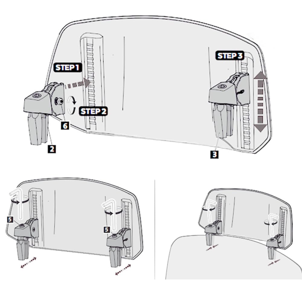 Shkalacar Extension de Pare-Brise de Moto,Universel Déflecteur de Pare-Brise Réglable à Clipser, pour la Plupart des Motos Tout-Terrain avec Pare-Brise