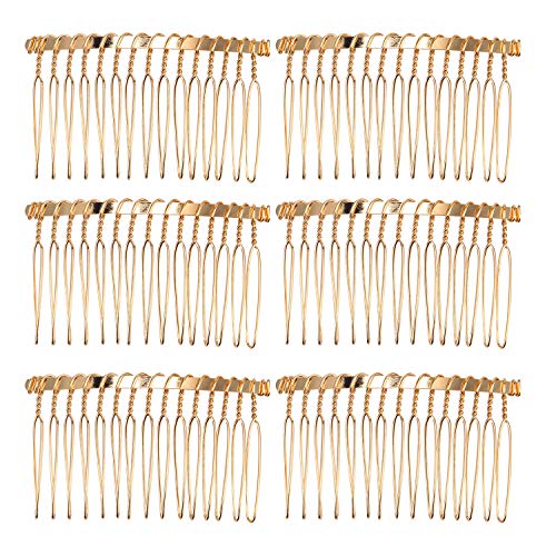 Senkary 10 Pieces Metal Hair Comb Clip Wire Wedding Bridal Veil Combs for Women (15 Teeth, Gold)