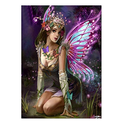 ParNarZar 5D Diamant Peinture Grande Taille Kits, Papillon Fée, Diamant Painting par Nombre Kits, Strass Broderie Mosaïque Plein Forage Peinture au Diamant pour Décoration, Belle Fille 40 X 60 cm Cover