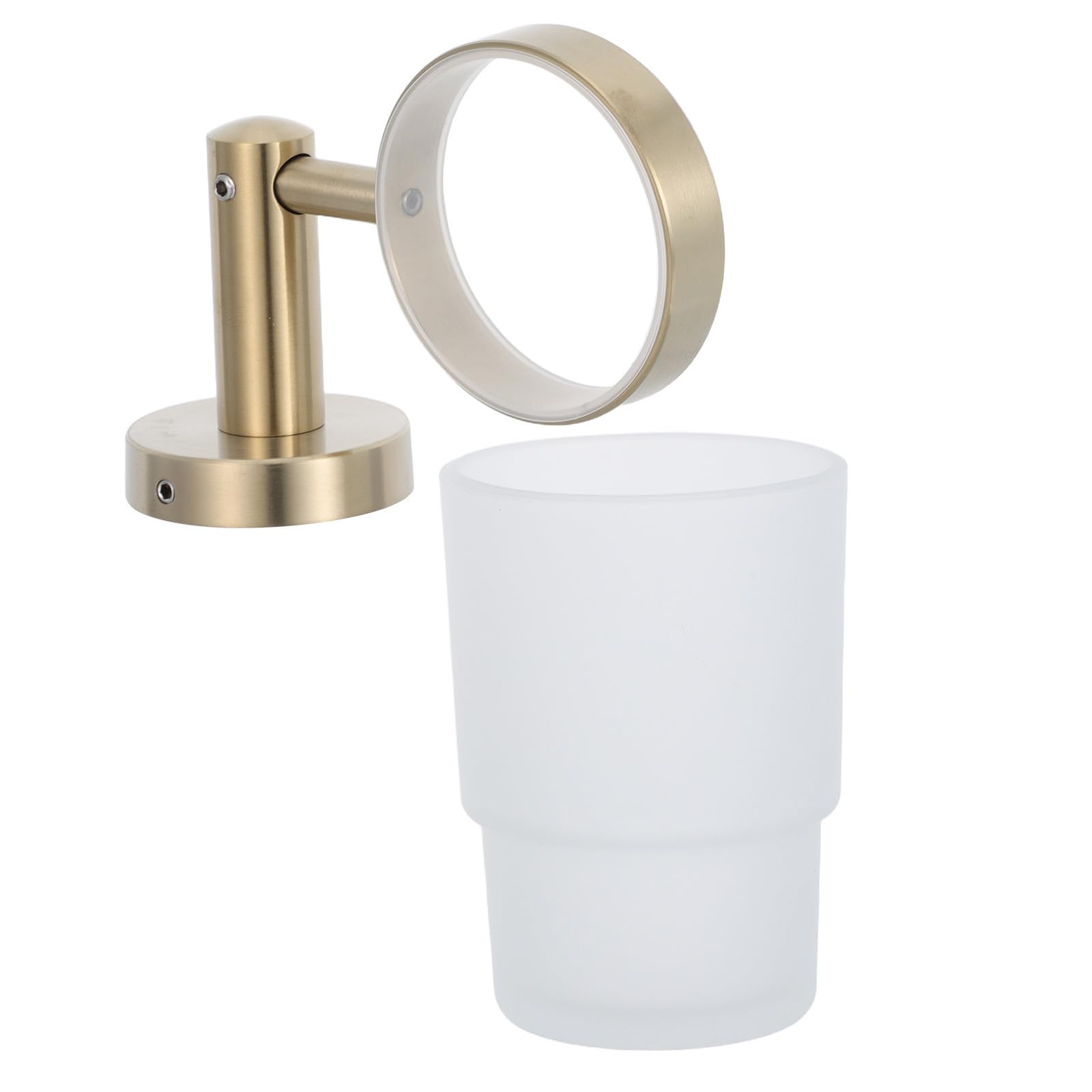 TOYANDONA Porta Spazzolini da Denti da Parete in Acciaio Inossidabile Bicchiere in Vetro, Design Salvaspazio e Stabile, per Bagno e Dormitorio Moderno