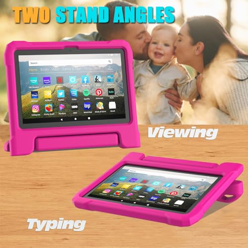 Image of DJ&RPPQ Child-Friendly Body Rugged Heavy (Incompatible 8in Sony Nokia) Duty Shockproof Case with Kickstand for Kids- Pink