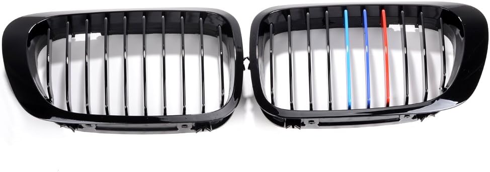 Glossy Black M-Color Euro Front Center Kidney Grille Replacement for 1999-2002 BMW E46 2-Door 318is 323is 328is 318i 323i 328i 328Ci 323Ci 325Ci 330Ci