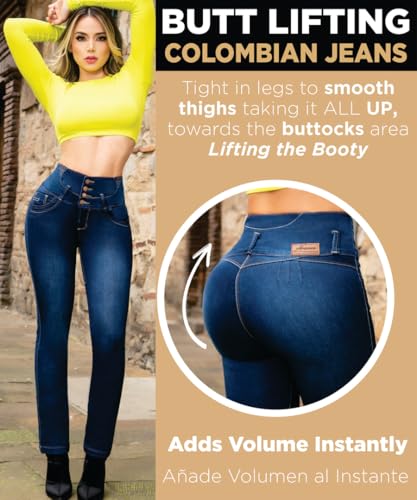 ARANZA Colombian Jeans Pantalones Colombianos Levanta Cola Butt Lifting Straight High Waist Blue3