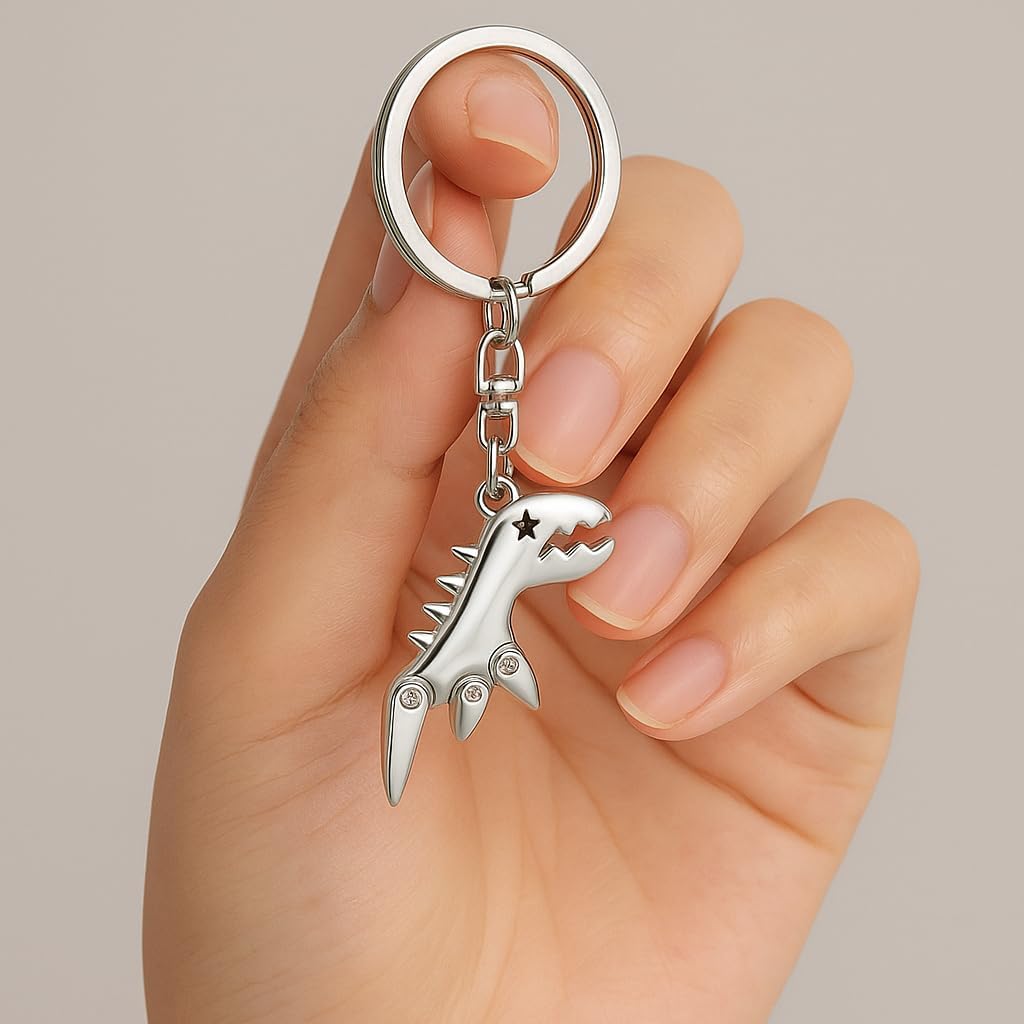 Dinosaur Keychain with Geometric Details and Rivet Joints,Cute Key Chain for Bag Charms Cool Keychains Gift for Women Men Young Adults and Dino Lovers Teens Boys - Image 5