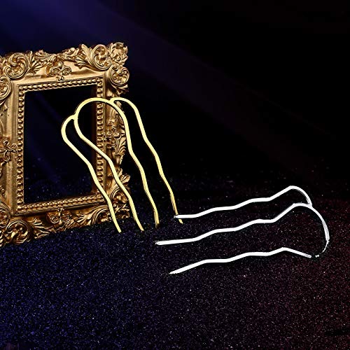 image for Chuangdi 6 Pcs French Twist Hair Pin Metal Hair Forks Clip U Shaped Up