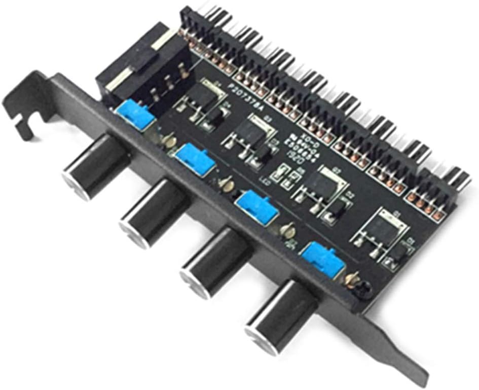 RG-FA PC 8 Channels Fan Hub 4 Knob Cooling Fan Speed Controller for CPU Case HDD VGA PWM Fan PCI Bracket 12V Fan Control Power Supply SATA/4Pin Interface - Big 4Pin