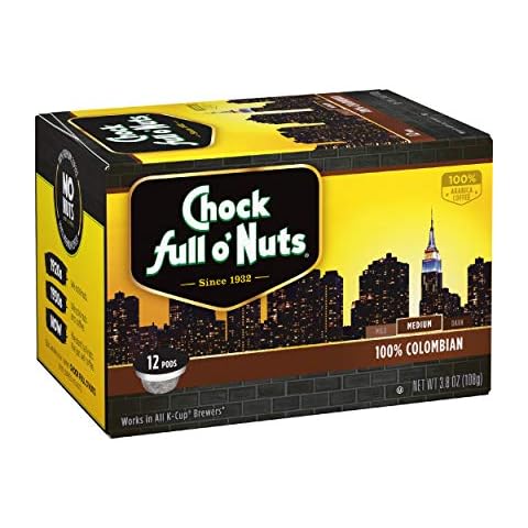 Chock Full o’Nuts Colombian Medium Roast, K-Cup Compatible Pods (12 Count) – Arabica Coffee In Eco-Friendly Keurig-Compatible Single Serve Cups Cover