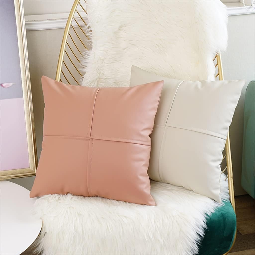 HBJWOV Faux Leather Cushion Cover Ivory Green Brown Coral Plain 45x45cm Pillow for Couch Sofa Chair Bed Home Decoration(Black)