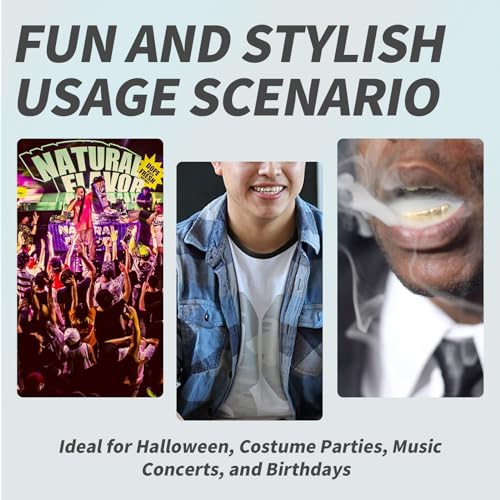 4 Pcs Gold Plated Gold Tooth Cap and Cuban Link Bracelet for Men Hip Hop Teeth Accessories Plain Single Tooth Cap for Teeth Mouth Realistic Fake Teeth Grills for Party Open Face Front Tooth Caps4