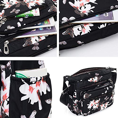 Nawoshow Nylon Floral Multi-Pocket Crossbody Purse Bags For Women Travel Shoulder Bag  thumb #3