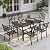 Sophia & William Patio Dining Set Metal Outdoor Table and Chairs Furniture Set 7 Piece, Large 60.2" Dining Table with Umbrella Hole and 6 Backyard Garden Chairs Support 300LBS for Deck, Lawn, Garden