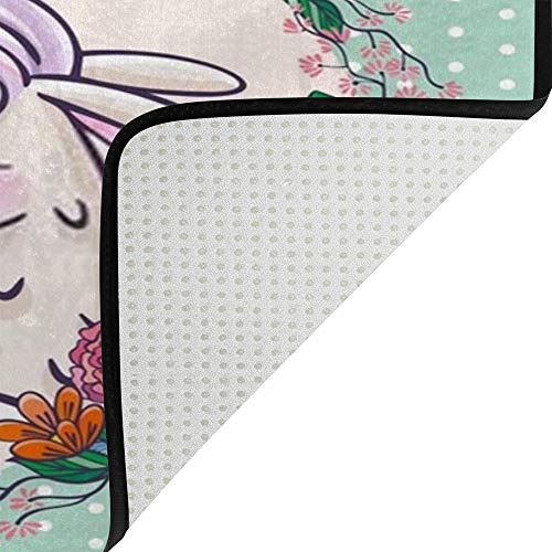 Tapis en tissu polyester design moderne CHEHONG portrait de lama fleuri