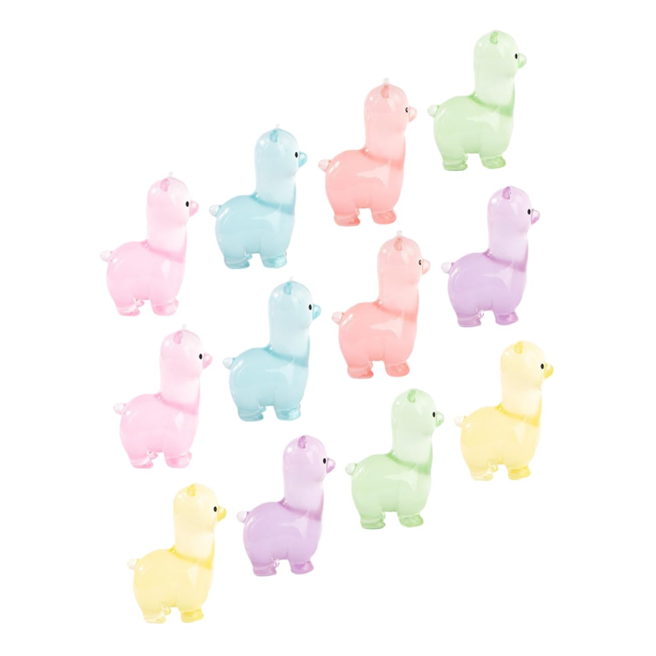 PRETYZOOM 12pcs Resin Alpaca Figurines 1.7'' Glow in The Dark Alpaca Ornaments, Luminous Llamas to Hide for Micro Landscape Fairy Garden Decoration (2.5x6.5cm)