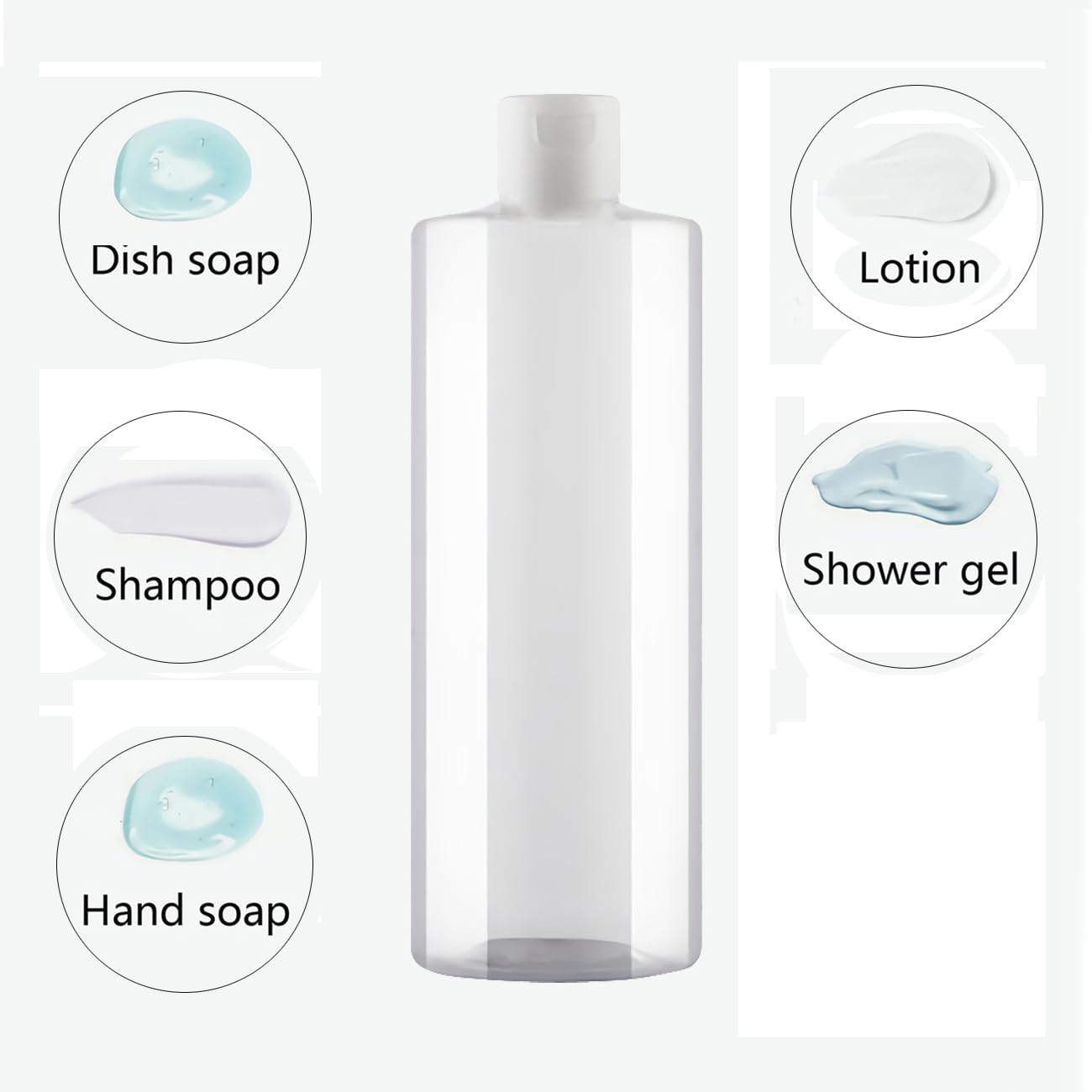 4 Pezzi 500ml flaconi vuoti da Trasparente in plastica da viaggio bottiglia di lozione con Tappo Flip Top Trasparente, ricaricabili, per lozione e shampoo Cosmetica Bottiglie Flaconi